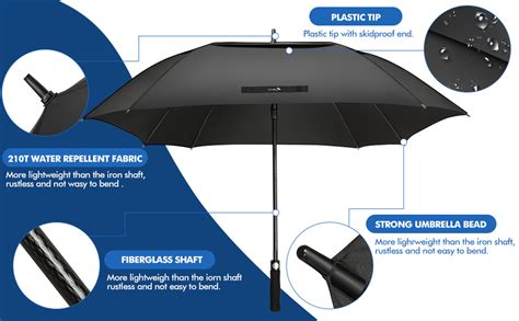 ZOMAKE Large Black Golf Umbrella 62 Inch Square Umbrella Grand