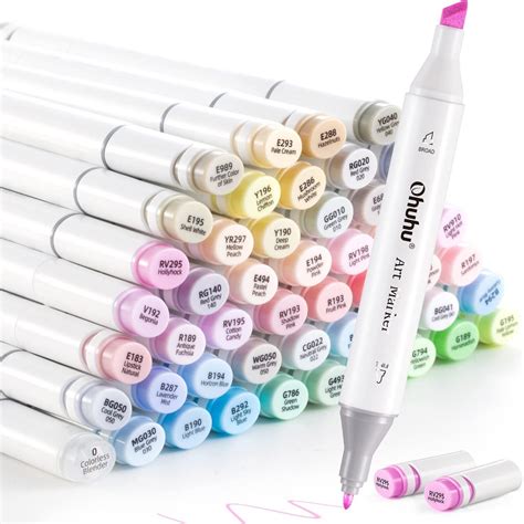 48 Ohuhu Pastel Markers Pale Color Alcohol Markers Double Tipped