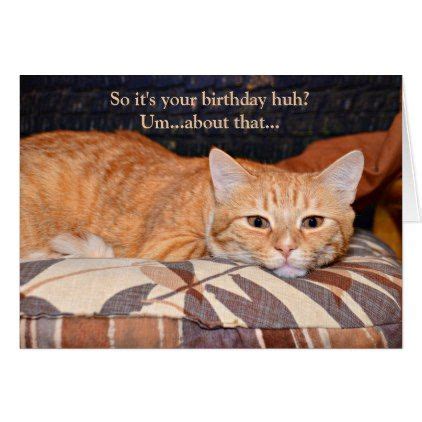 Funny Orange Cat Birthday Card - birthday cards invitations party diy personalize customize ...