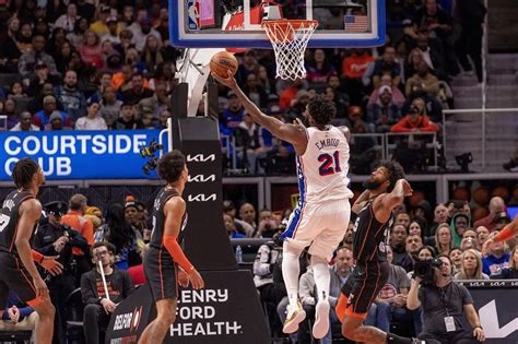 Joel Embiid Powers Philadelphia 76ers Past Detroit Pistons For Seventh