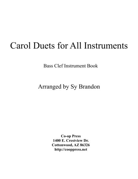 Carol Duets For All Instruments Bass Clef Book Arr Sy Brandon Sheet Music Traditional