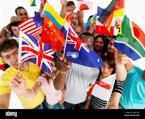 Group Of People Holding Flags Stock Photo Alamy