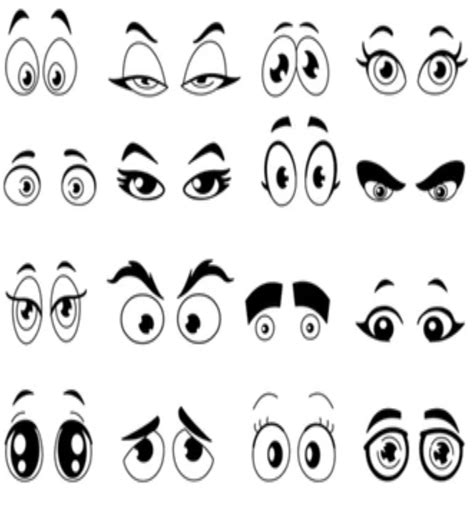 Royalty Vector Stock Outlined Cartoon Eyes Set Vector Stock Wiki