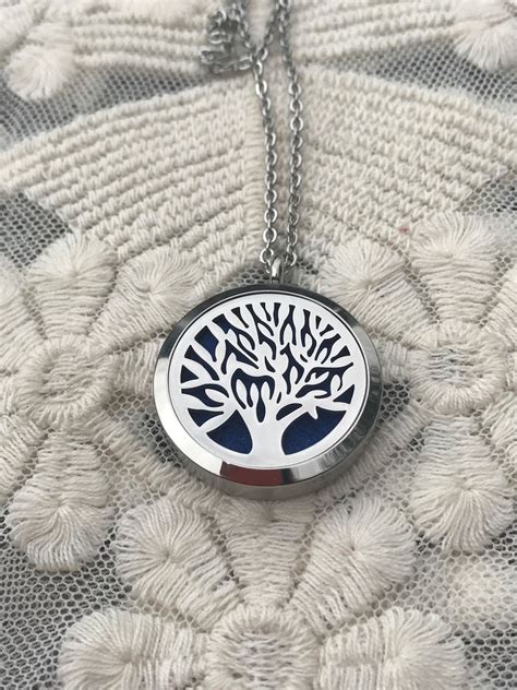 Tree Of Life Essential Oil Diffuser Locket Pendant Stainless Etsy