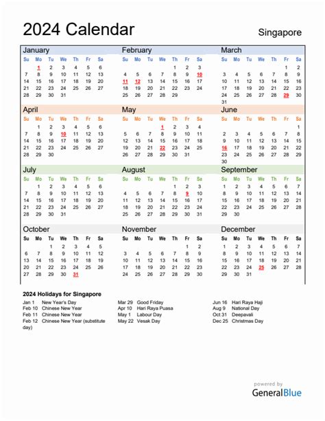 2024 Singapore Calendar With Public Holidays Anissa Euphemia