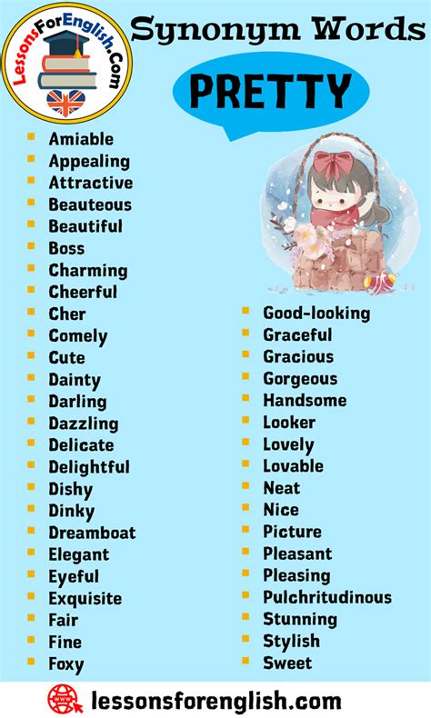 Synonym Words Pretty English Vocabulary Amiable Appealing Attractive