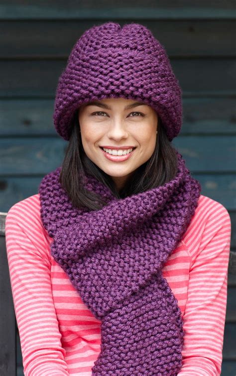 Beginner Hat And Scarf Knit Scarf Knitting Patterns Knitted Hats