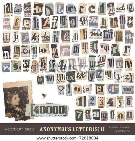 Vector Set Alphabet Based On Vintage Newspaper Cutouts Part 2 Lower