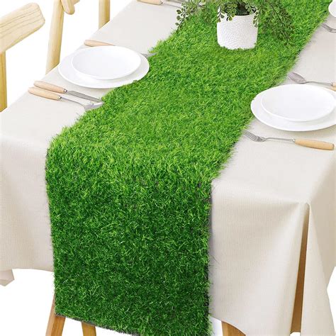 Hooqict Artificial Grass Table Runner 12 X 72 Inch Reusable