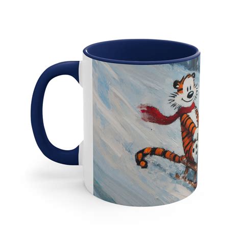 Calvin And Hobbes X Van Gogh Accent Coffee Mug Sledding In Cute