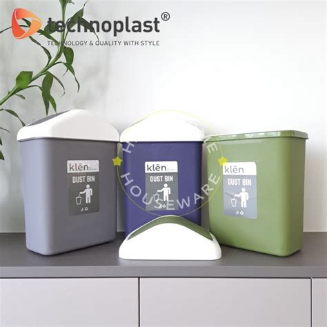 Jual TECHNOPLAST Klen Clean Square Dustbin Swing 11L Tempat Sampah