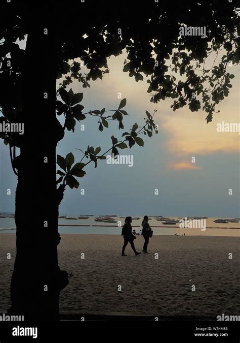 Sunset at Pattaya Beach in Thailand Stock Photo - Alamy