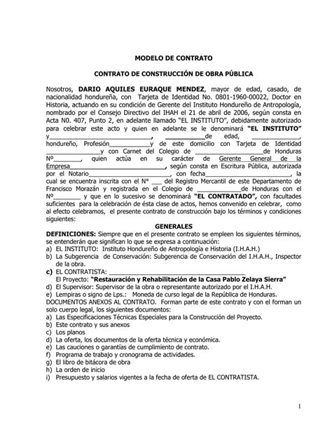 Ejemplo De Contrato De Construccion De Obra Opciones De Ejemplo