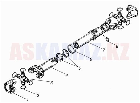 Вал карданный среднего моста КАМАЗ-6520. Чертеж: №167