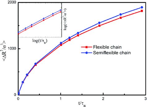 Mean Square Displacement Of The Single Bead With Different Polymer