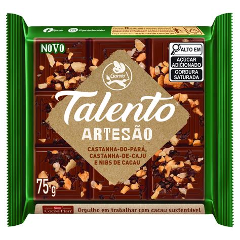 Chocolate Garoto Talento 75g Cast.caju/para é aqui na Barcelos