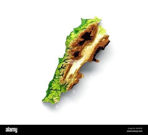 Un rendu 3D de la carte du Liban Géographie Cartographie et topologie