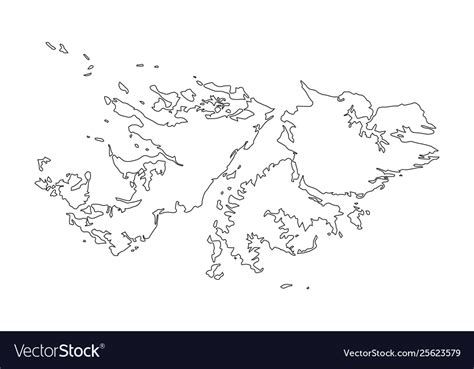 Falkland Islands Outline Silhouette Map Royalty Free Vector