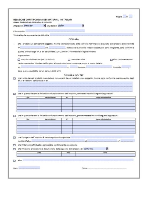 Dichiarazioni Di Conformit Impianti Energie