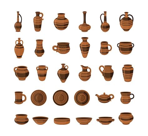 Premium Vector Pottery Collection Realistic Clay Pots And Vases