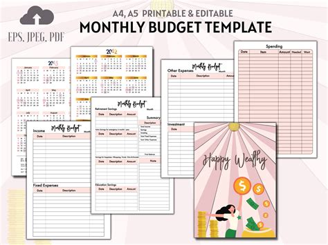 Monthly Budget Template Printable Etsy In 2022 Budget Template