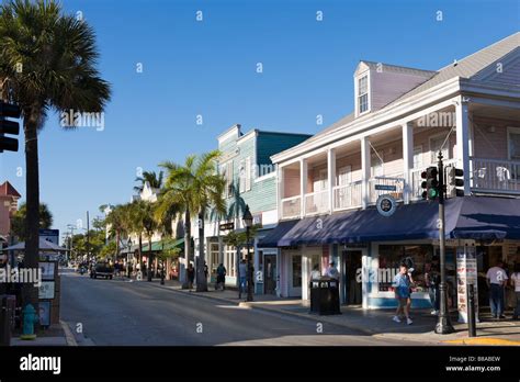 Shops On Duval Street In The Early Evening Old Town Key West Stock