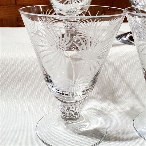 4 Fostoria Lido Etched Glass Oyster Fruit Cocktail Glasses Etsy