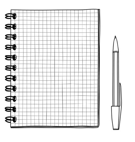 Yellow Notebook And Pen Vector Hand Drawn Cute Line Art Illustra Stock