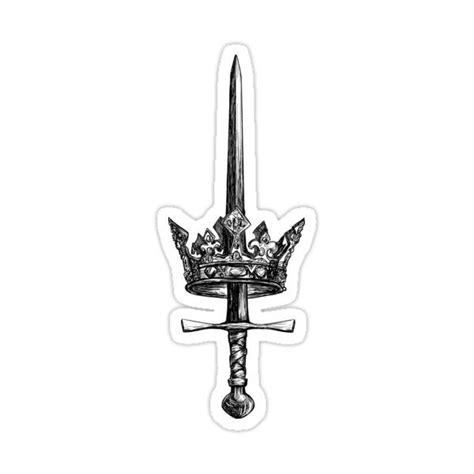 Sword And The Crown Sticker By Nomadicartist Crown Tattoo Design