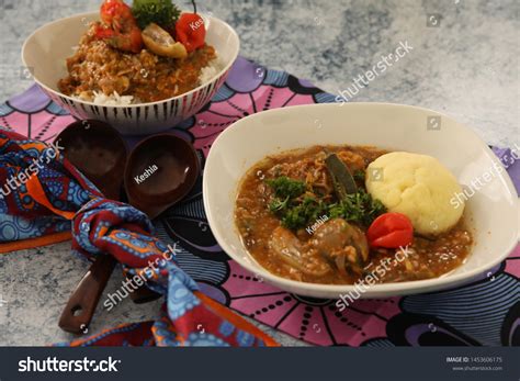 African Okra Soup Plantain Fufu Presented Stock Photo 1453606175 | Shutterstock