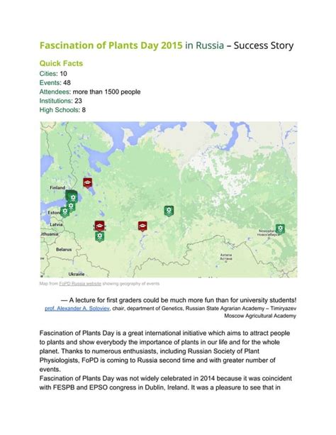 Fascination Of Plants Day Russia Success Story Pdf