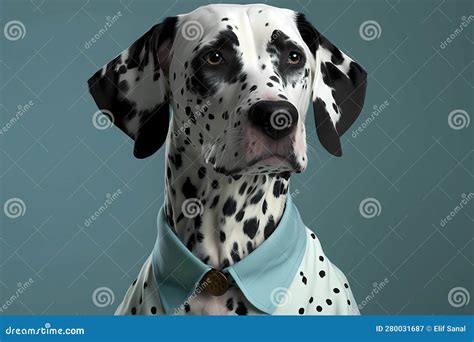 Portret Van Een Dalmatische Hond Met Een Modern Hemd Met Haute Couture