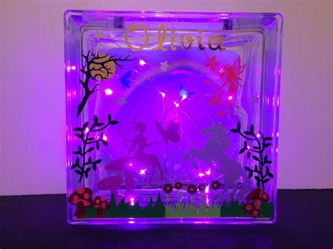 Mythical Fairy Glass Block Night Light Nursery Decor Light Etsy