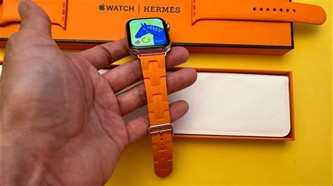 Apple Watch Herm S Single Tour Deployment Buckle Kilim Band In Orange