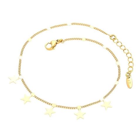 Cha Ne Bracelet De Cheville Pampilles Toile Plaqu Or Jaune