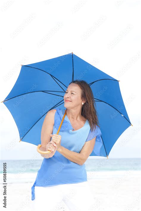 Portrait Relaxed Attractive Mature Woman Beach Stock Photo Adobe Stock