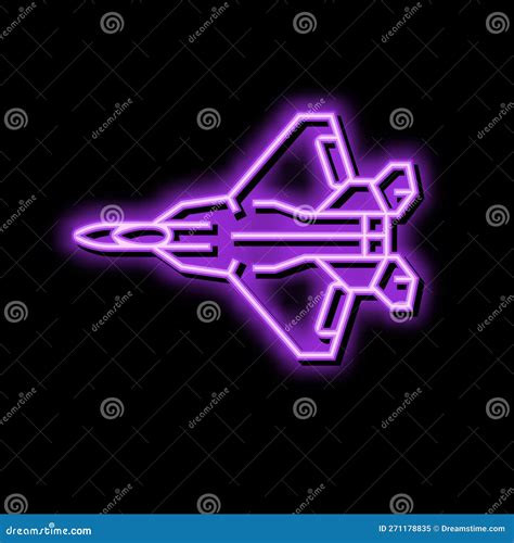 Fighter Jet Airplane Aircraft Neon Glow Icon Illustration Stock Vector