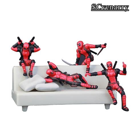 4pcsset Mini X Men Deadpool Pvc Figure Hot Toys Deadpool Toy Car Home