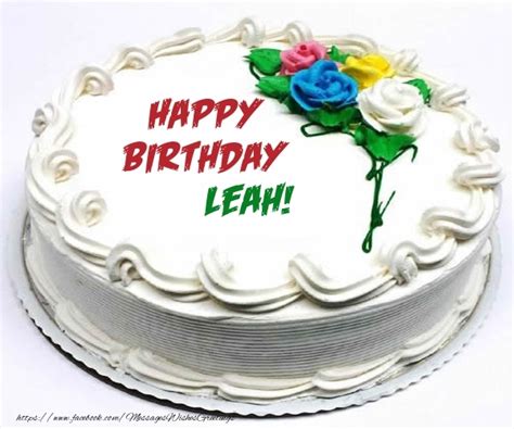 Happy Birthday Leah Cake Greetings Cards For Birthday For Leah