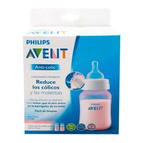 Set de biberones Avent anticólicos rosa de 260 ml 2 pzas Walmart