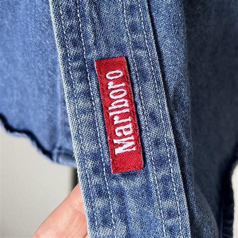 Vintage Marlboro Denim Button Up Shirt Size Depop