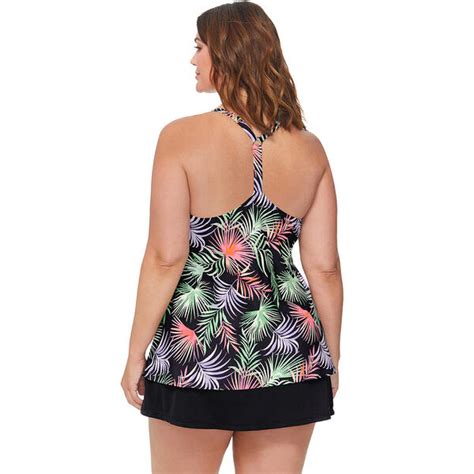 Plus Size Leilani Palm Breeze Racerback Tankini Swim Top Boscovs