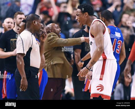 Toronto Raptors Guard Demar Derozan 10 Argues With Referee Leroy