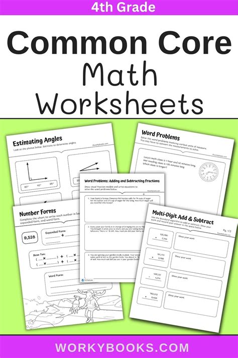4th Grade Common Core Math Worksheets | Workybooks
