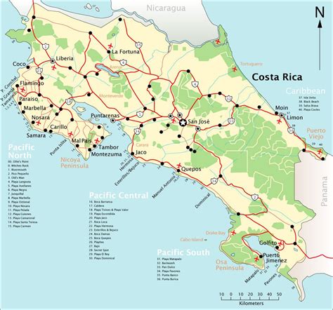 Map Of Costa Rica Surf Spots College Map