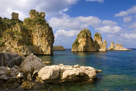 Scopello Scenery As Seen From The Beach Sicily Italy