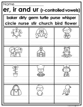 R Controlled Vowel Worksheets And Activities Ar Or Ur Ir And Er