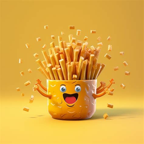 Premium Ai Image A Container Of French Fries With A Cartoon Character