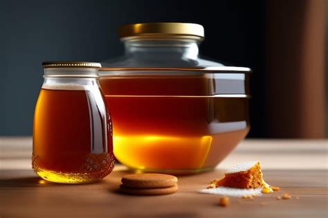 Free Ai Image A Jar Of Honey Next To A Jar Of Honey