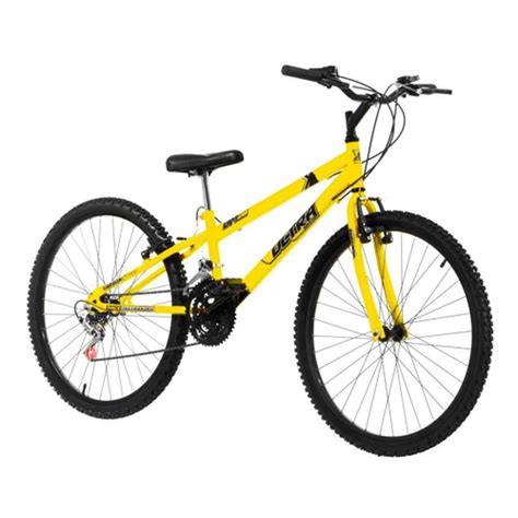 Bicicleta Rebaixada Aro 24 Ultra Bikes Aço Carbono 18 Marchas Amarela